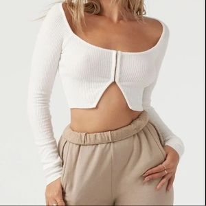 Joah Brown Off the Shoulder Crop Top